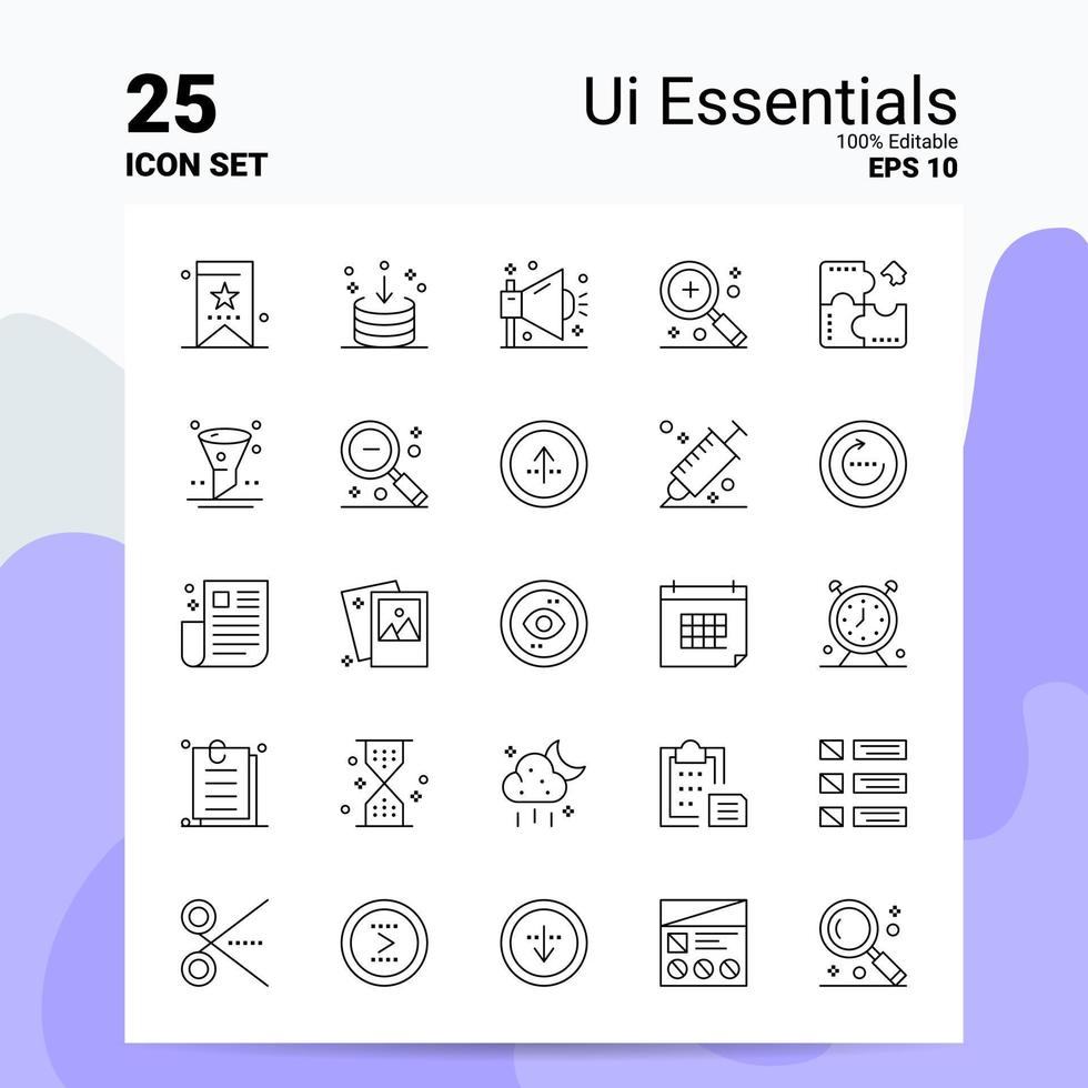 25 conjunto de iconos esenciales de ui 100 archivos eps 10 editables concepto de logotipo de empresa ideas diseño de icono de línea vector