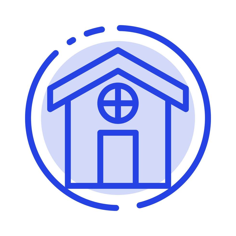 City Construction House Blue Dotted Line Line Icon vector