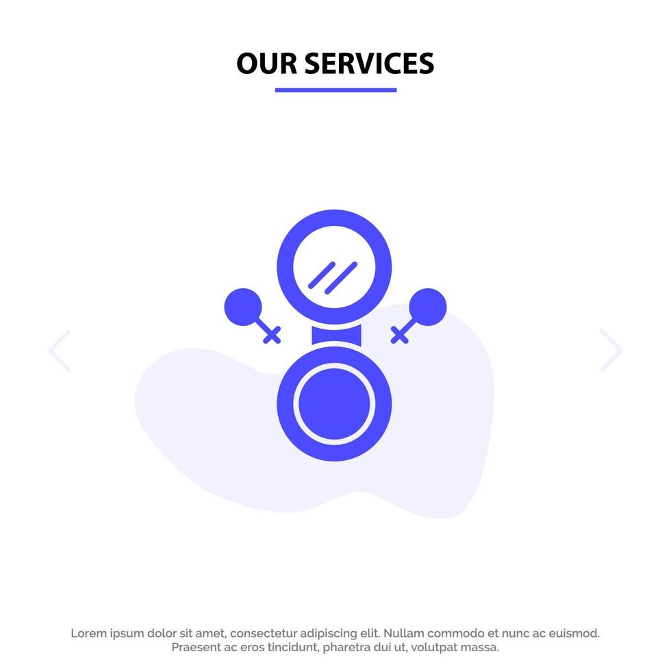 Our Services Mirror Eight Symbol Solid Glyph Icon Web card Template vector