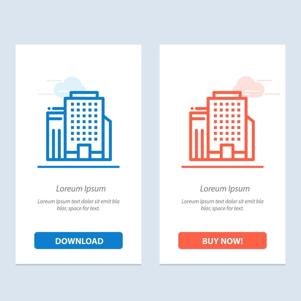 Office Building Job  Blue and Red Download and Buy Now web Widget Card Template vector