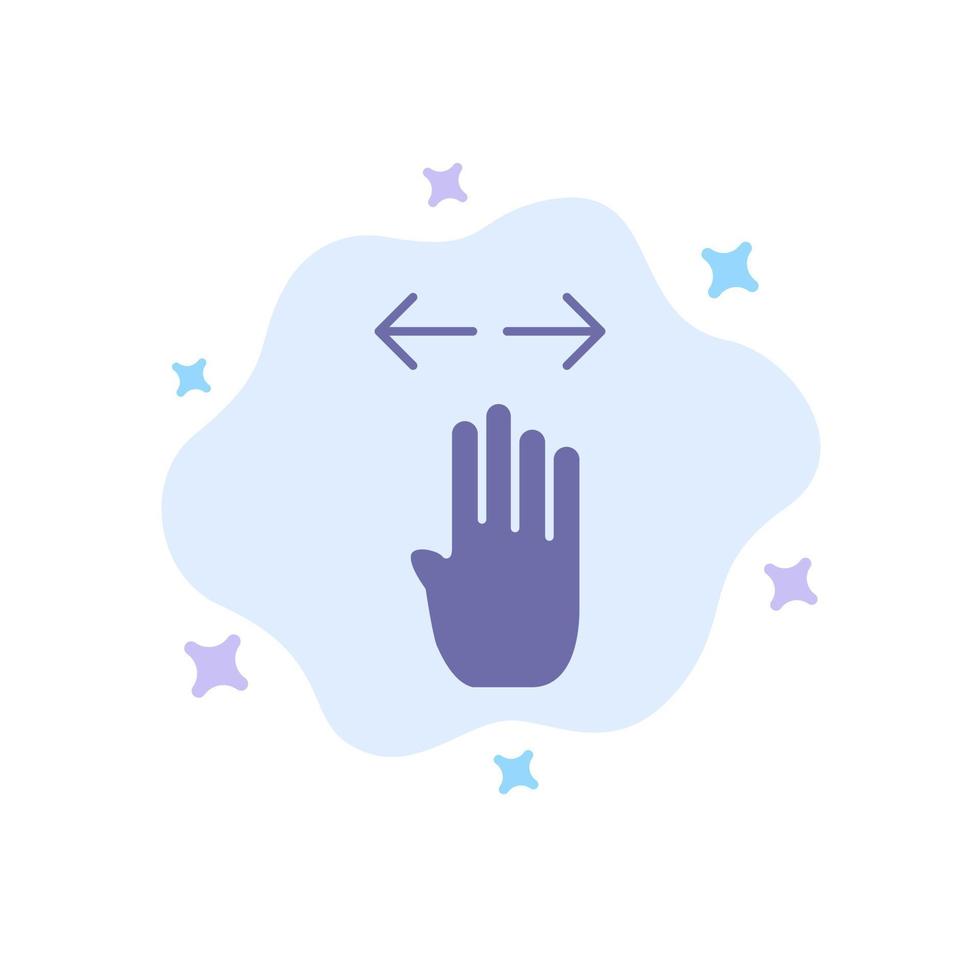 cuatro dedos de la mano izquierda derecha icono azul sobre fondo de nube abstracta vector