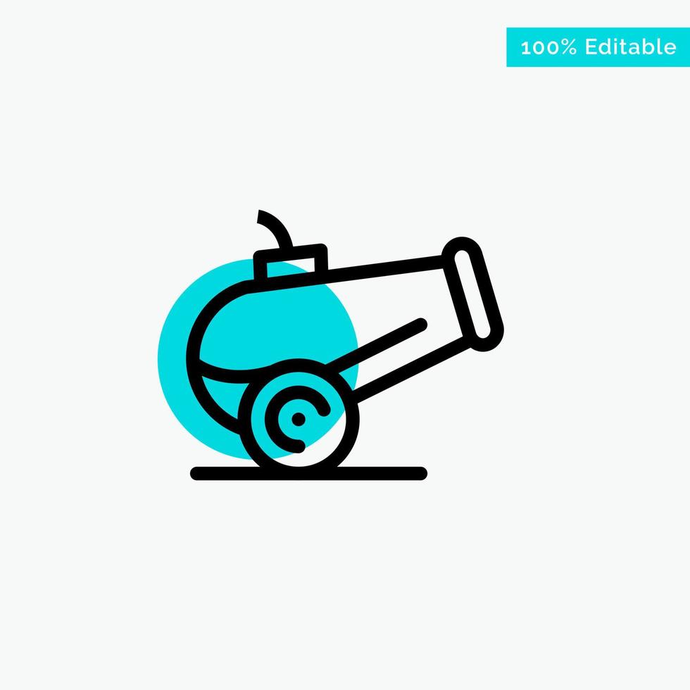 Canon Weapon turquoise highlight circle point Vector icon