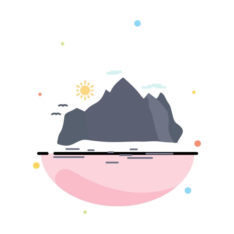 Nature hill landscape mountain scene Flat Color Icon Vector