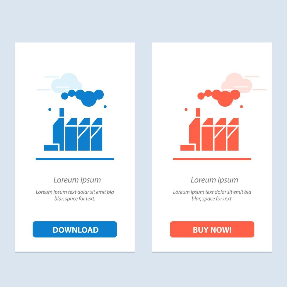 Energy Pollution Factory  Blue and Red Download and Buy Now web Widget Card Template vector