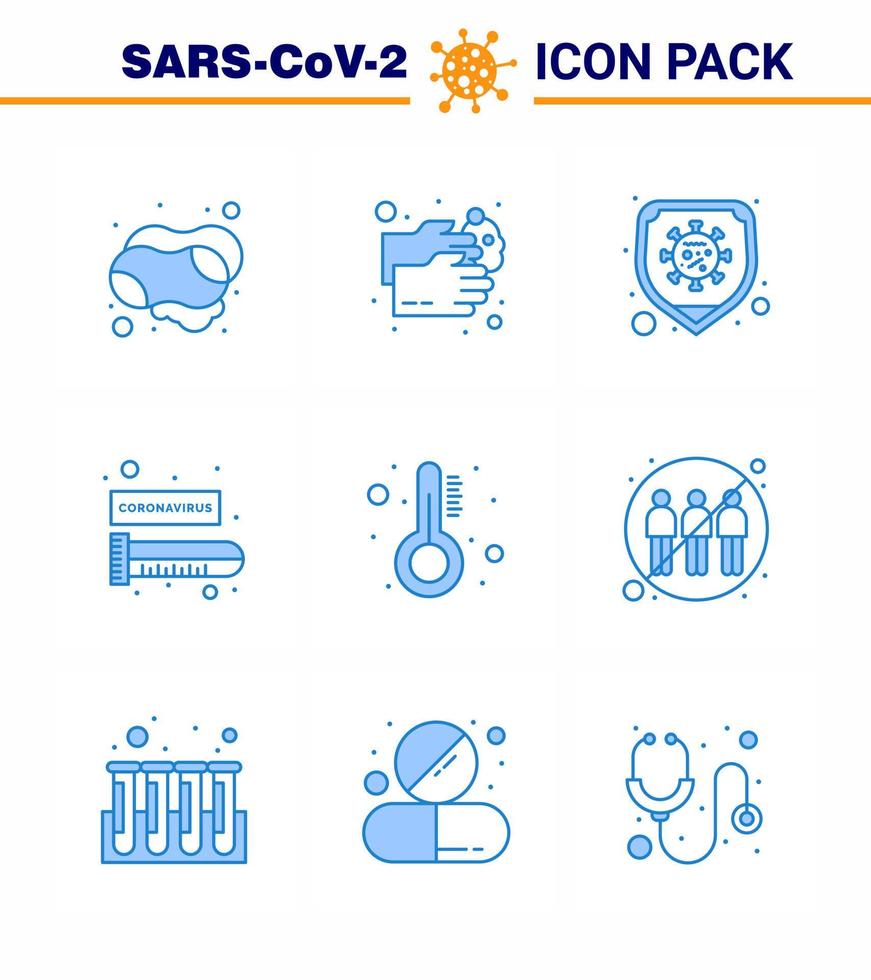 25 Coronavirus Emergency Iconset Blue Design such as healthcare test tube water blood test virus viral coronavirus 2019nov disease Vector Design Elements