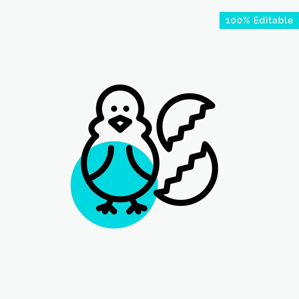 Egg Chicken Easter Baby Happy turquoise highlight circle point Vector icon