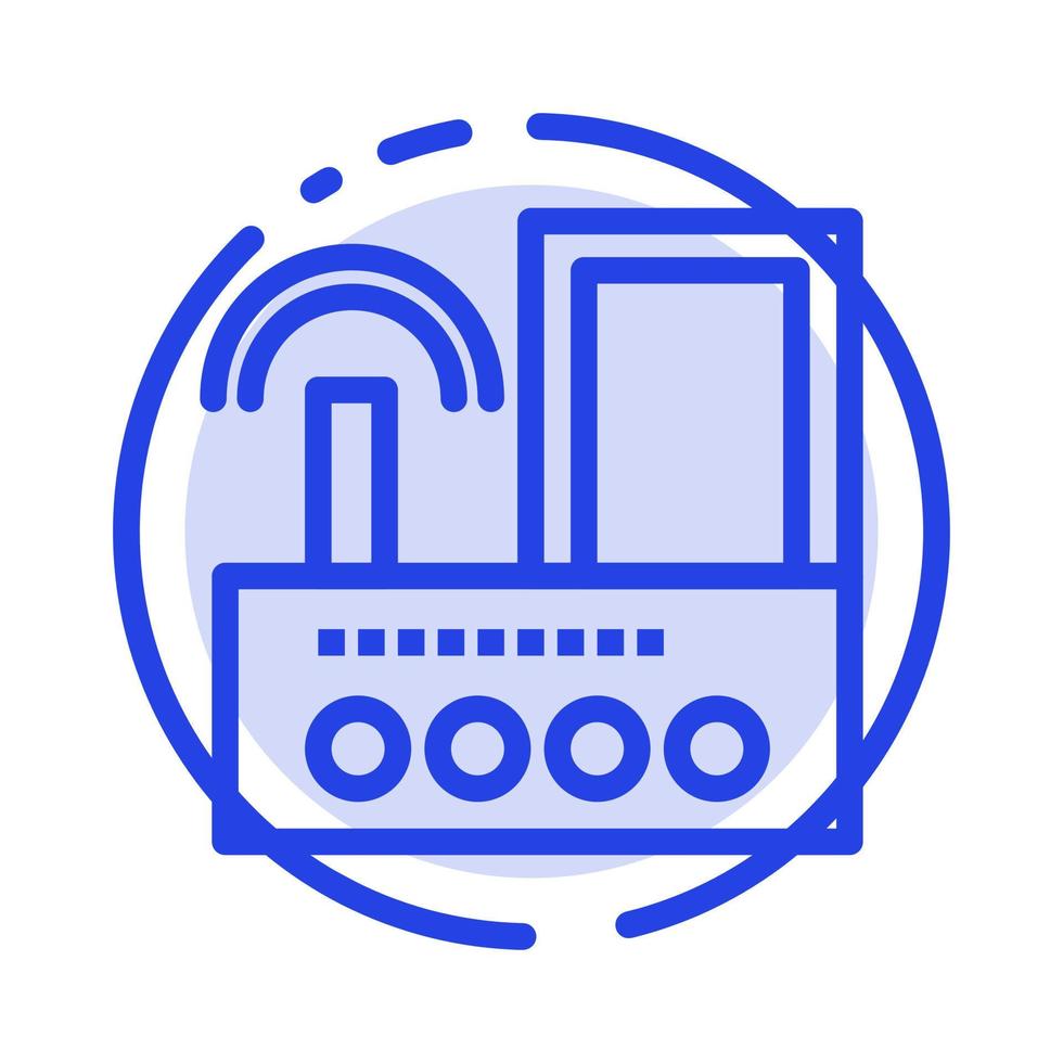 enrutador dispositivo señal wifi radio azul línea punteada icono de línea vector