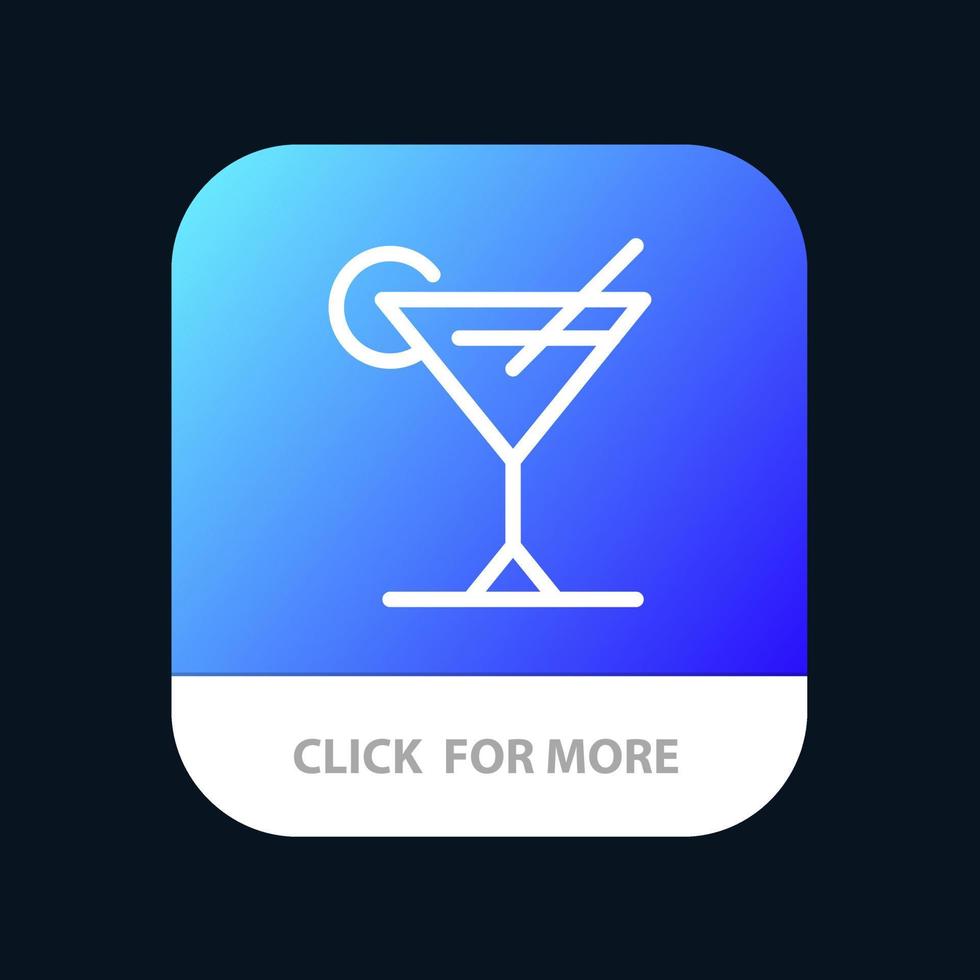 Cocktail Juice Lemon Mobile App Button Android and IOS Line Version vector