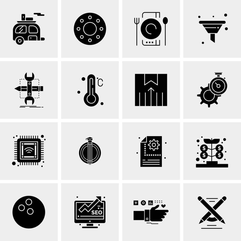 16 iconos de negocios universales vector ilustración de icono creativo para usar en proyectos relacionados con la web y dispositivos móviles