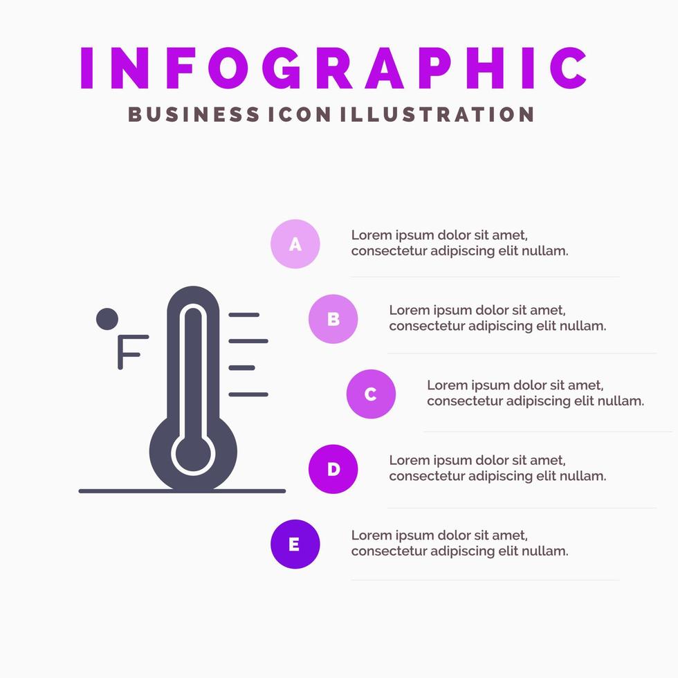 Cloud Light Rainy Sun Temperature Solid Icon Infographics 5 Steps Presentation Background vector