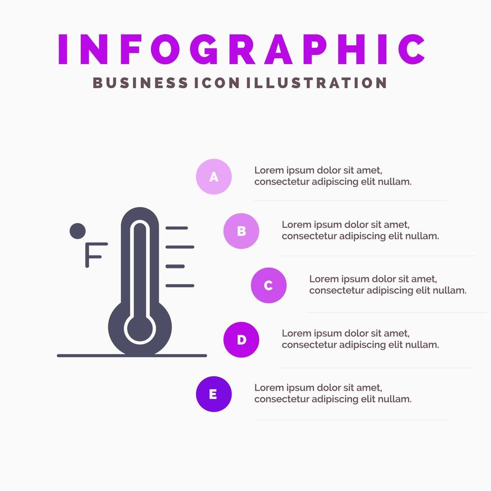 nube luz lluvioso sol temperatura sólido icono infografía 5 pasos presentación antecedentes vector