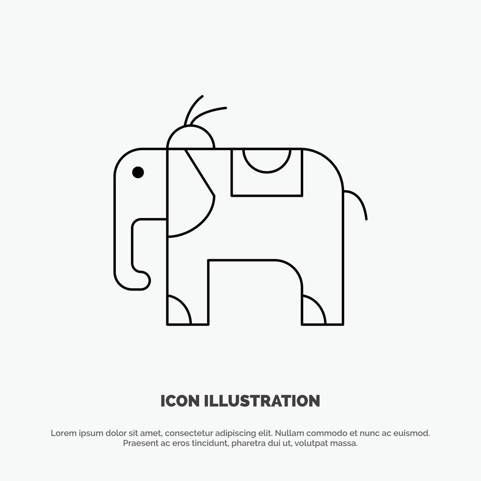 Elephant Animal Vector Line Icon
