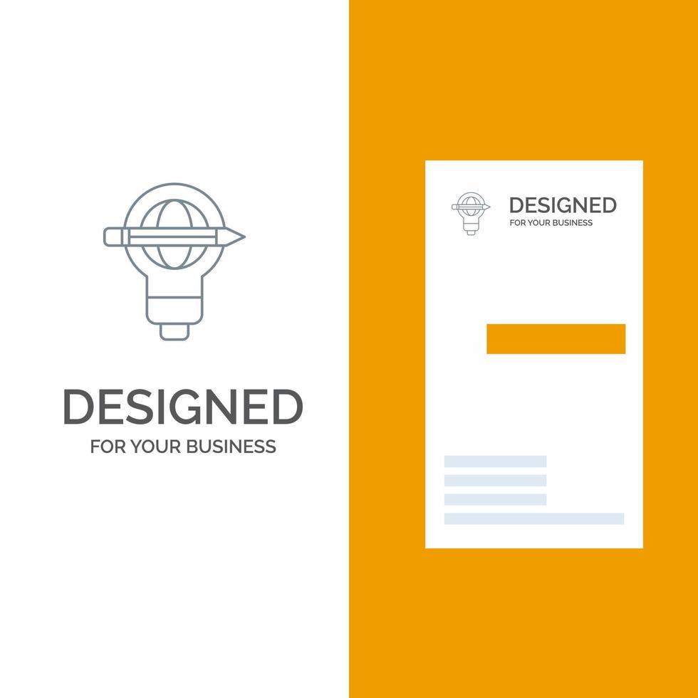 Success Pen Globe Bulb Light Grey Logo Design and Business Card Template vector