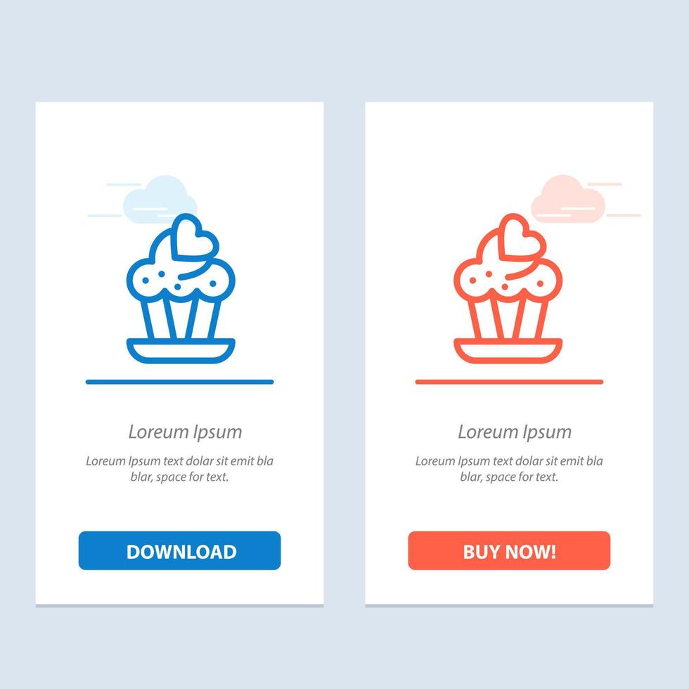 Cupcake Cake Love  Blue and Red Download and Buy Now web Widget Card Template vector