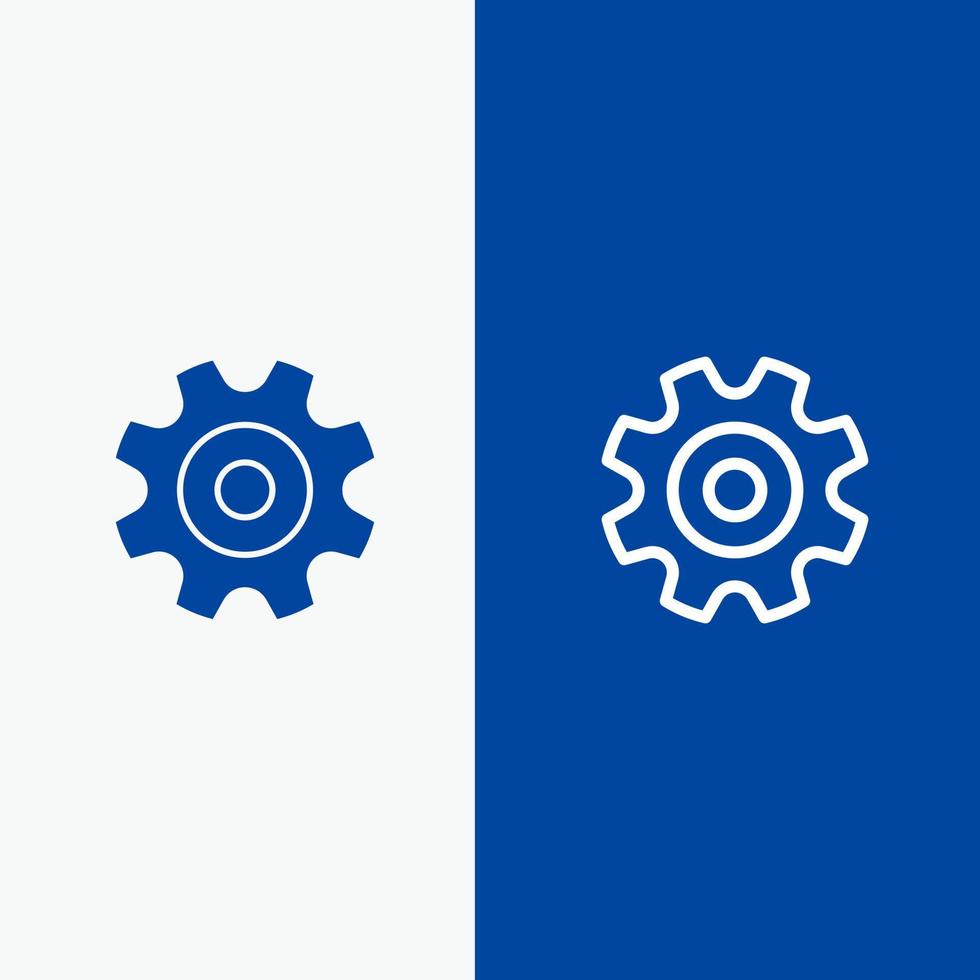 Cogs Gear Setting Wheel Line and Glyph Solid icon Blue banner Line and Glyph Solid icon Blue banner vector