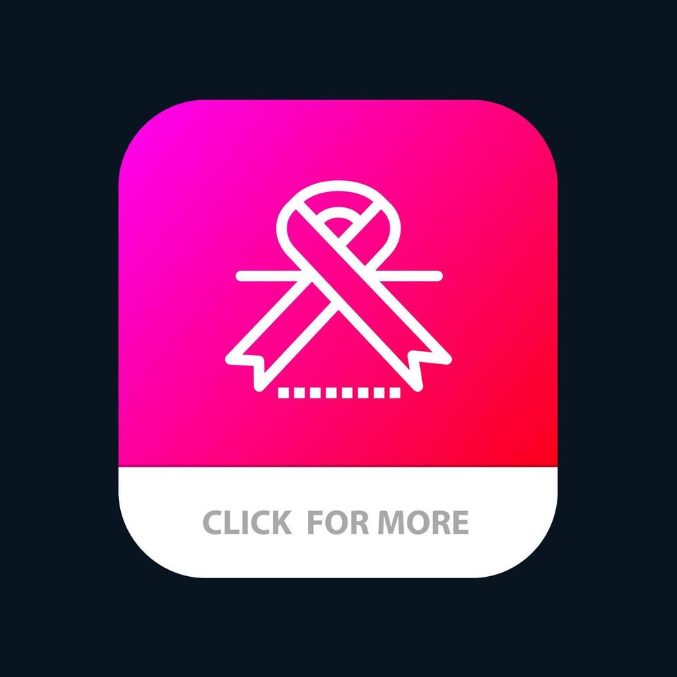 Cancer Oncology Ribbon Medical Mobile App Button Android and IOS Line Version vector