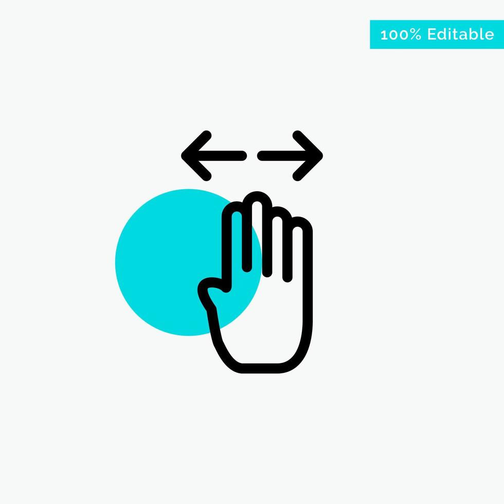 Four Hand Finger Left Right turquoise highlight circle point Vector icon