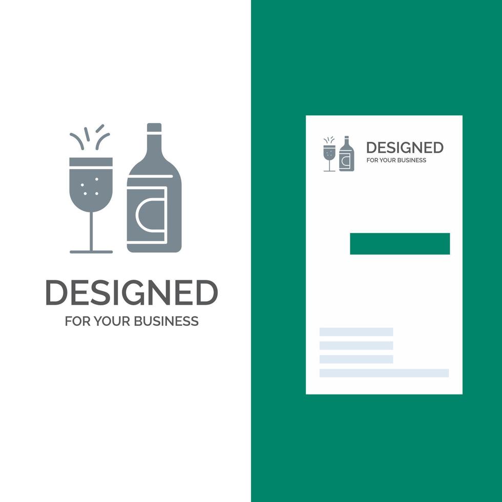 Glass Bottle Easter Drink Grey Logo Design and Business Card Template vector