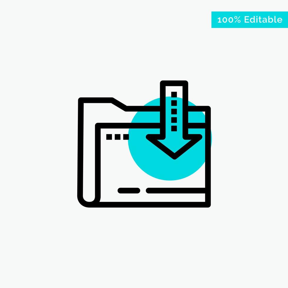 Folder Download Computing Arrow turquoise highlight circle point Vector icon