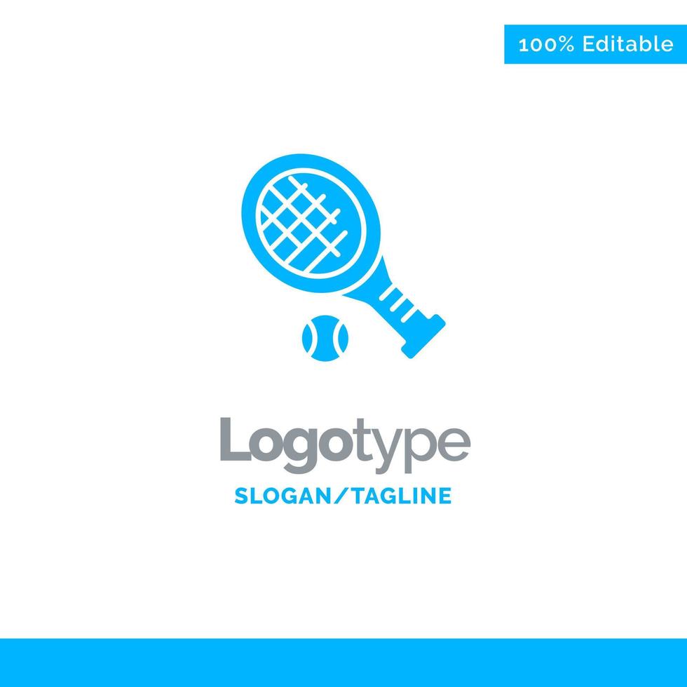 pelota raqueta tenis deporte azul sólido logotipo plantilla lugar para eslogan vector