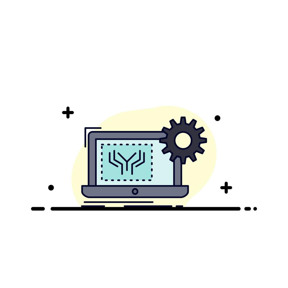 Blueprint circuit electronics engineering hardware Flat Color Icon Vector