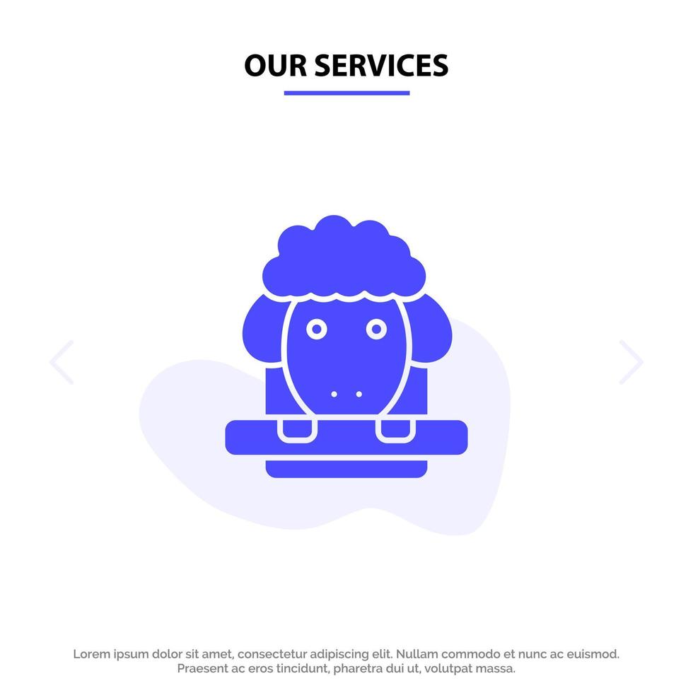 Our Services Easter Lamb Sheep Spring Solid Glyph Icon Web card Template vector