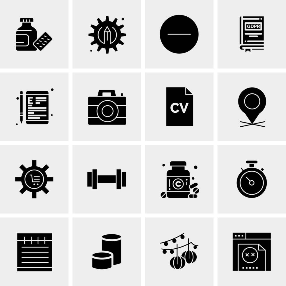 16 iconos de negocios universales vector ilustración de icono creativo para usar en proyectos relacionados con la web y dispositivos móviles