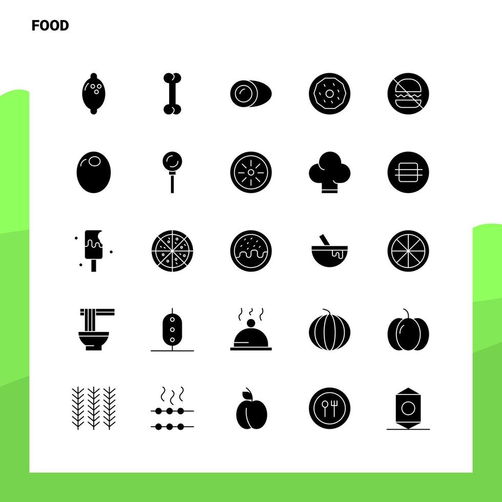 25 conjunto de iconos de comida plantilla de ilustración de vector de icono de glifo sólido para ideas web y móviles para empresa comercial
