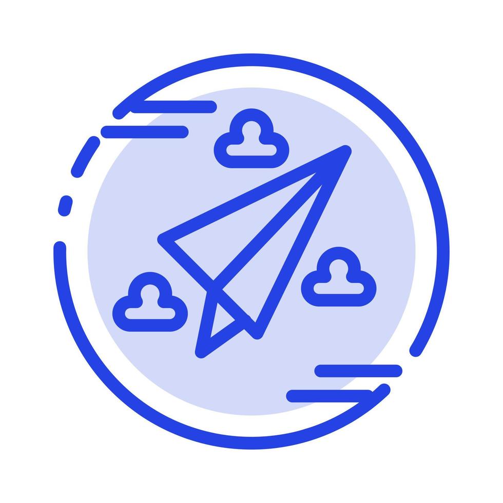 Web Design Paper Fly Blue Dotted Line Line Icon vector