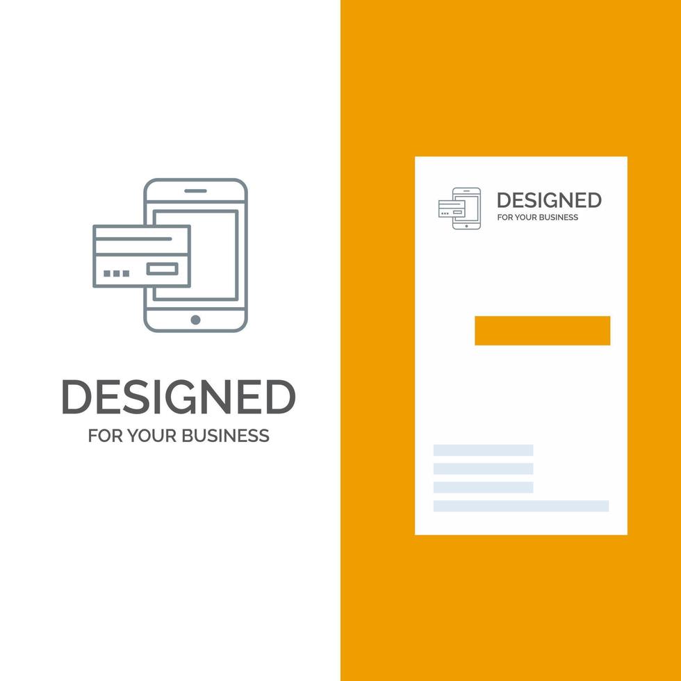 Payment Bank Banking Card Credit Mobile Money Smartphone Grey Logo Design and Business Card Template vector