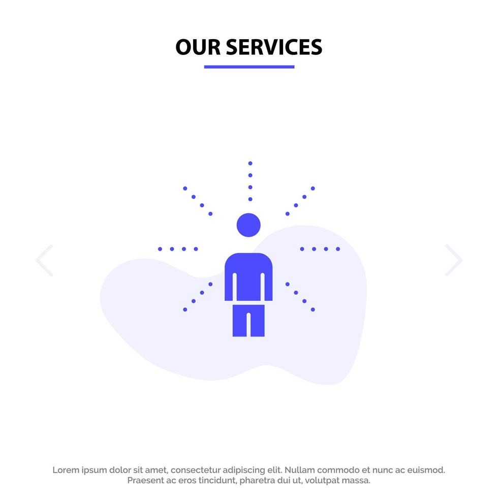 Our Services Awareness Feel Human Perception Sense Solid Glyph Icon Web card Template vector