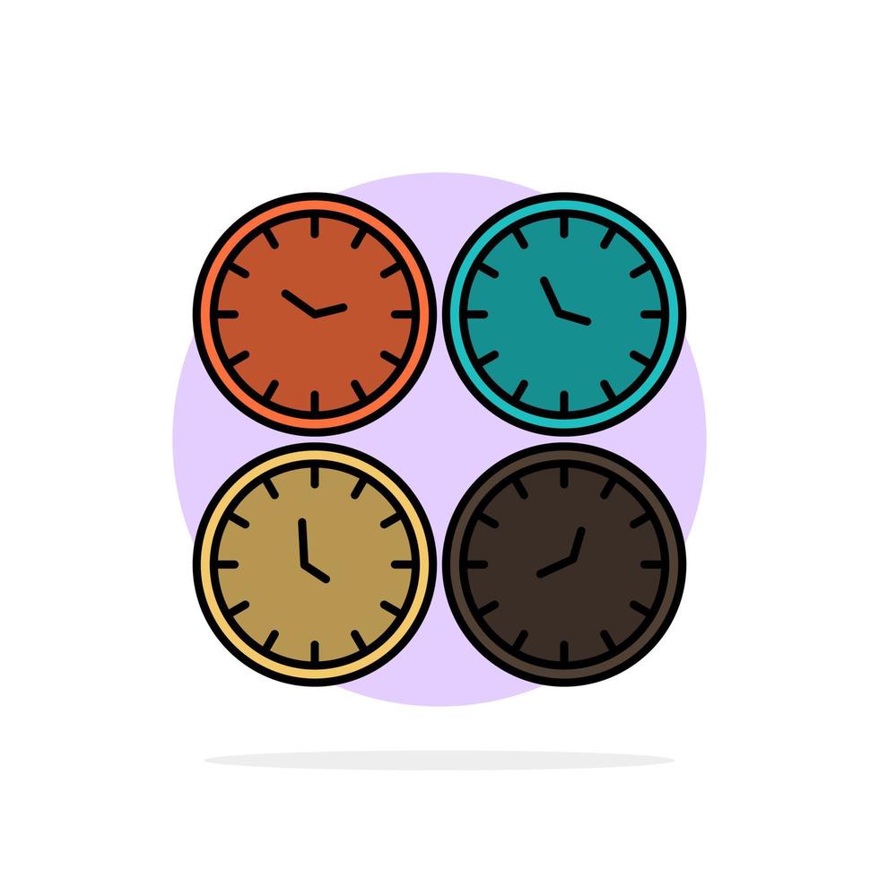 reloj relojes de negocios relojes de oficina zona horaria relojes de pared hora mundial círculo abstracto fondo color plano icono vector