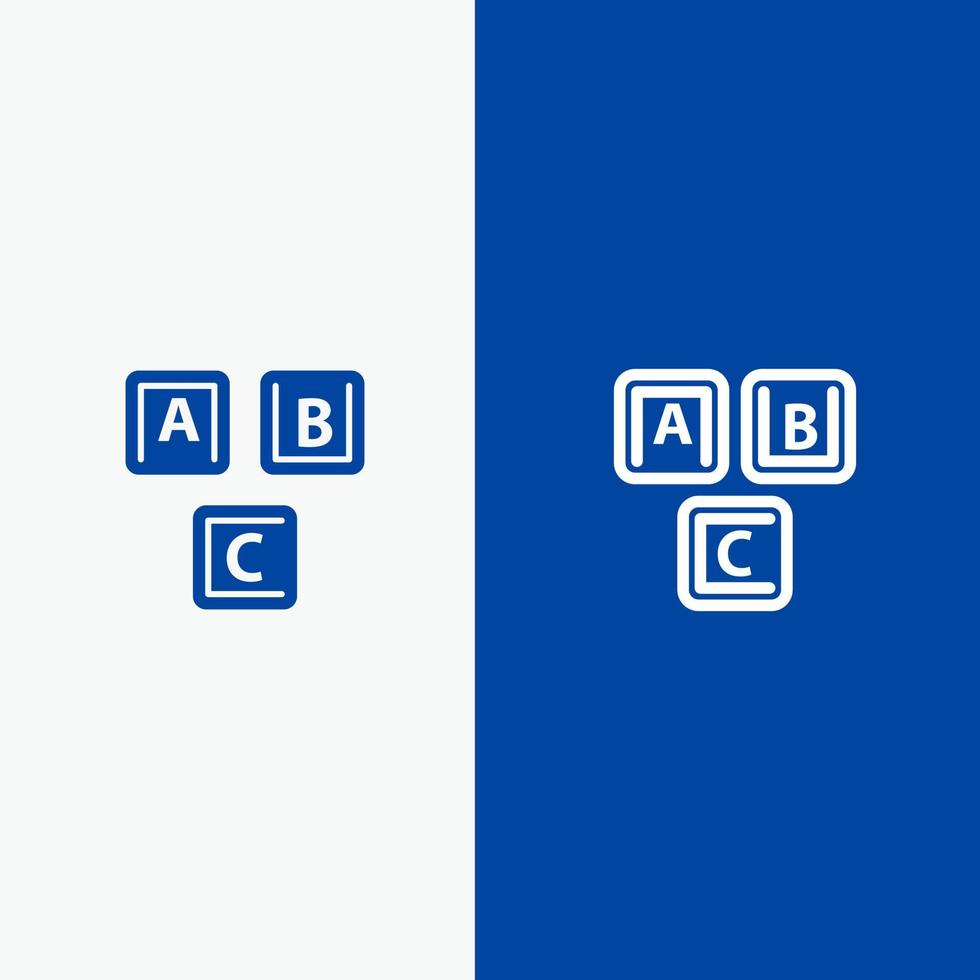 Abc Blocks Basic Alphabet Knowledge Line and Glyph Solid icon Blue banner vector