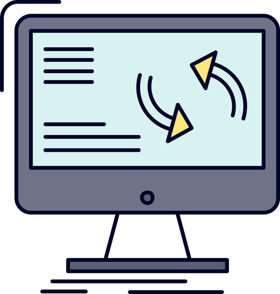 sincronización sincronización información datos computadora color plano icono vector