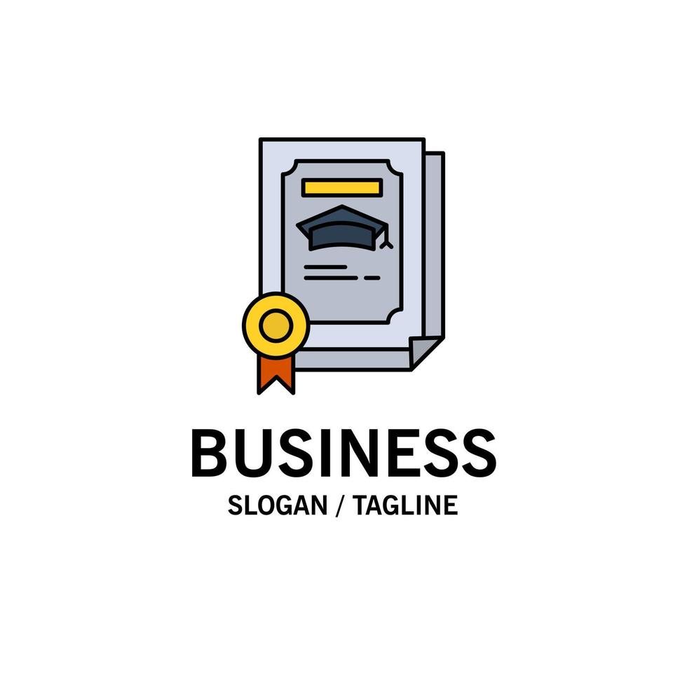 Degree Achievement Certificate Graduate Business Logo Template Flat Color vector