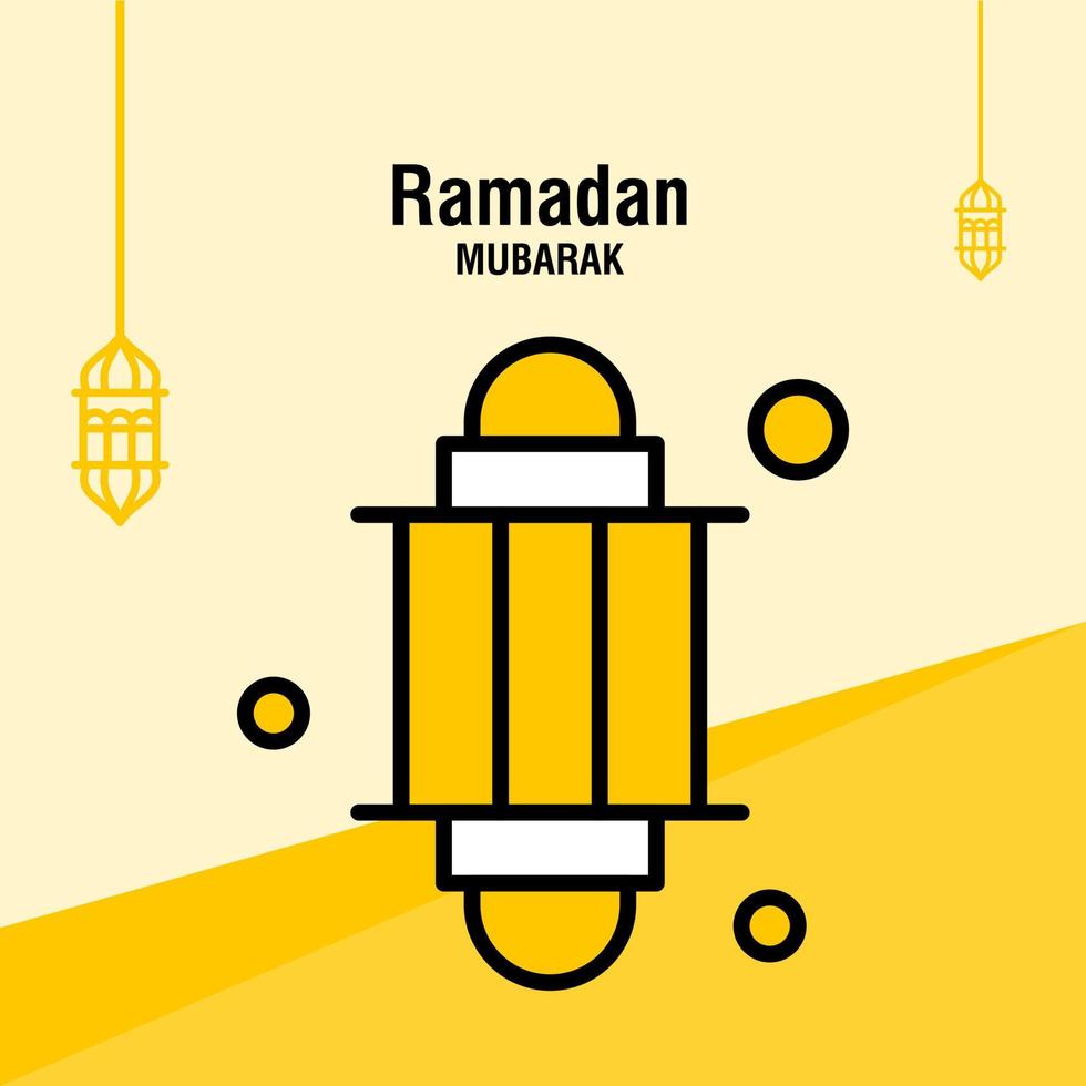 plantilla de saludo ramadan kareem media luna islámica y linterna árabe ilustración vectorial vector