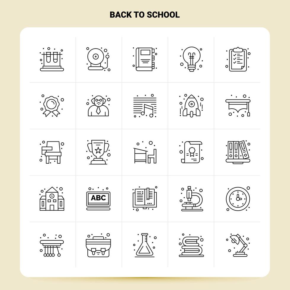 OutLine 25 Back To School Icon set Vector Line Style Design Black Icons Set Linear pictogram pack Web and Mobile Business ideas design Vector Illustration