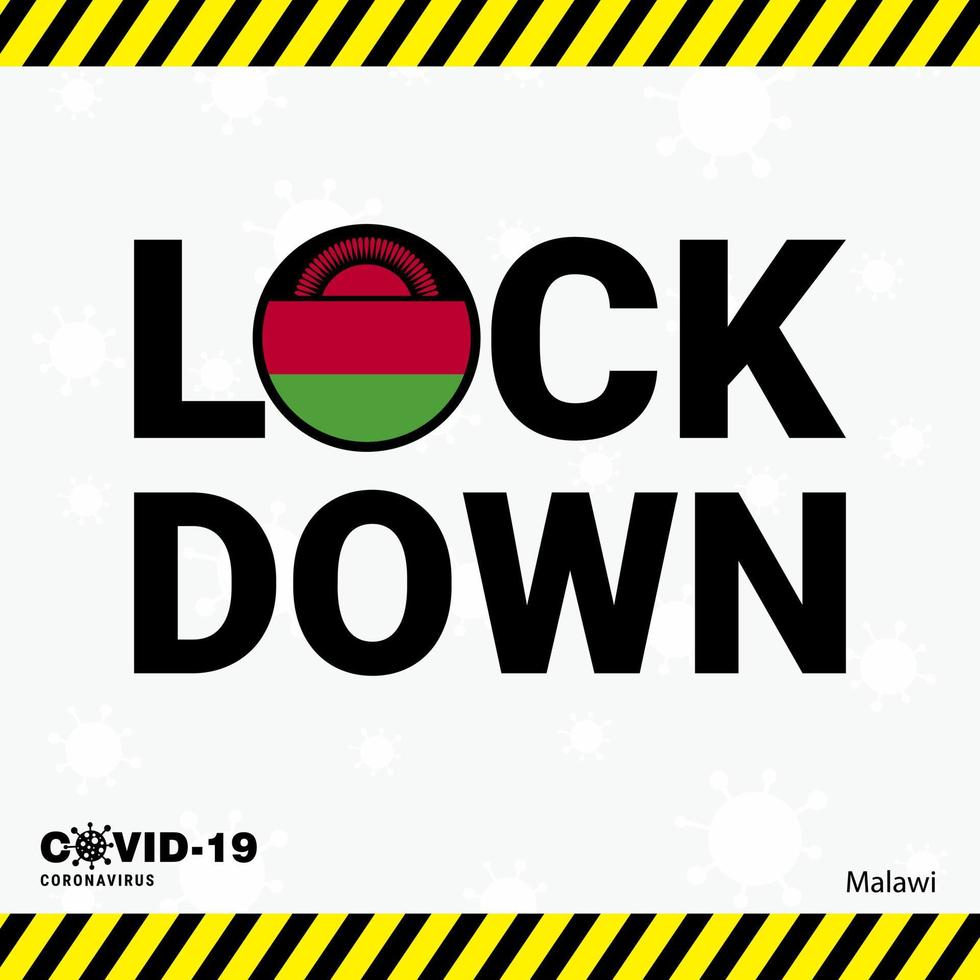 Coronavirus Malawi Lock DOwn Typography with country flag Coronavirus pandemic Lock Down Design vector