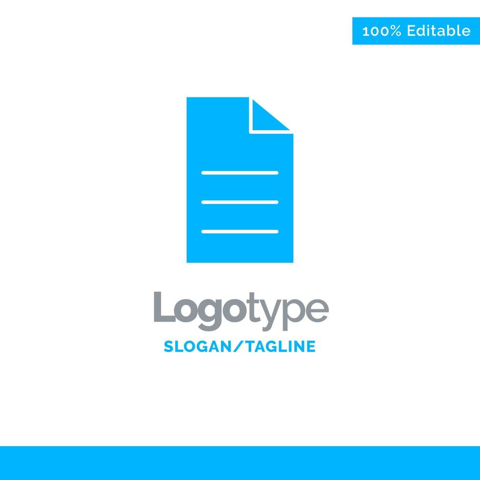 File Data User Interface Blue Solid Logo Template Place for Tagline vector