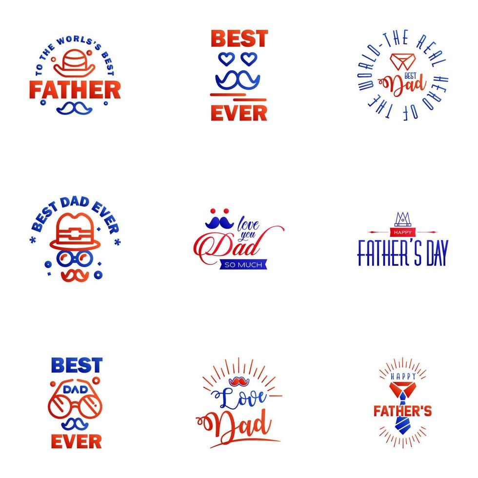 feliz día del padre 9 tipografía azul y roja conjunto tipografía vectorial letras antiguas para tarjetas de felicitación pancartas diseño de camiseta eres el mejor padre elementos de diseño vectorial editables vector