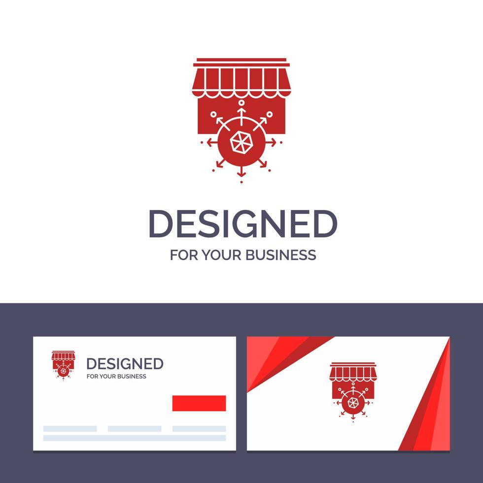 tarjeta de visita creativa y plantilla de logotipo tienda de compras objetivo negocio vector ilustración