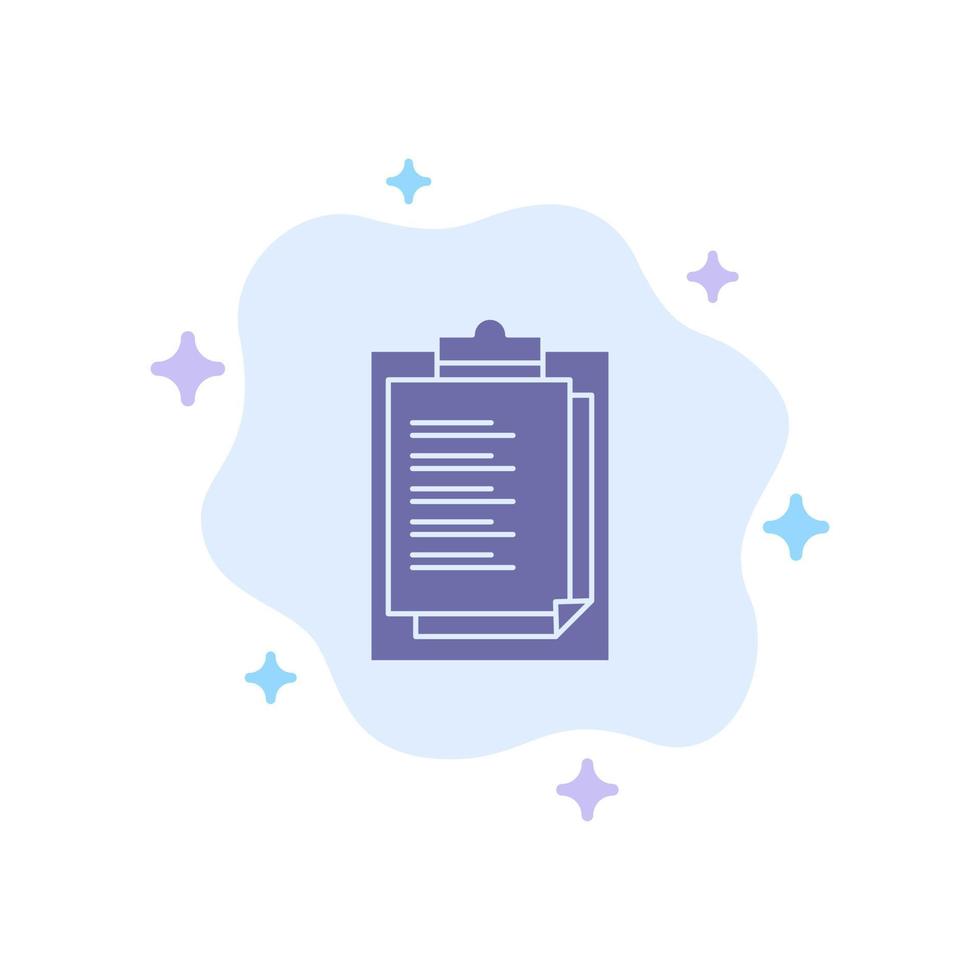 Notepad Report Card Result Presentation Blue Icon on Abstract Cloud Background vector