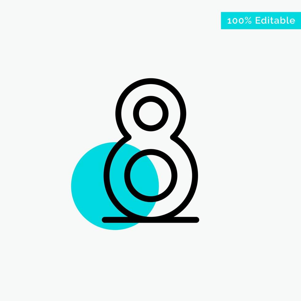 Eight 8th 8  turquoise highlight circle point Vector icon