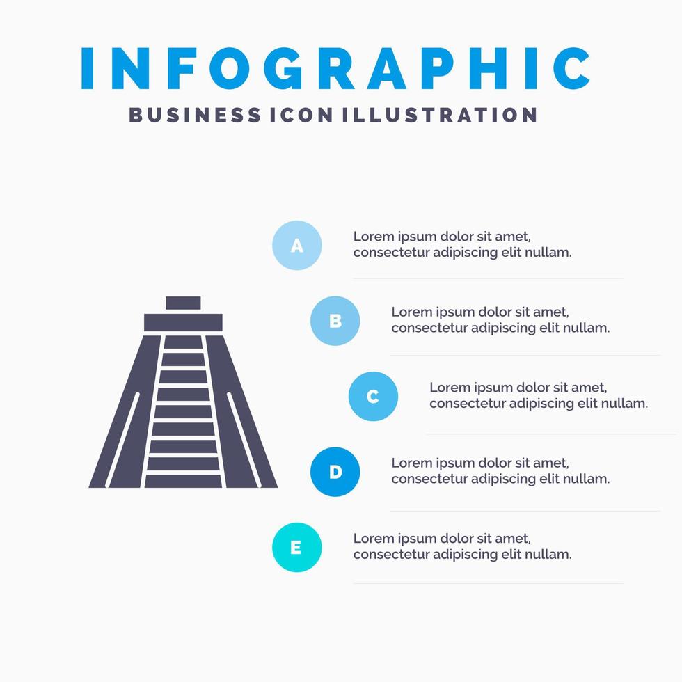 plantilla de presentación de infografías de monumento histórico de chichén itzá presentación de 5 pasos vector