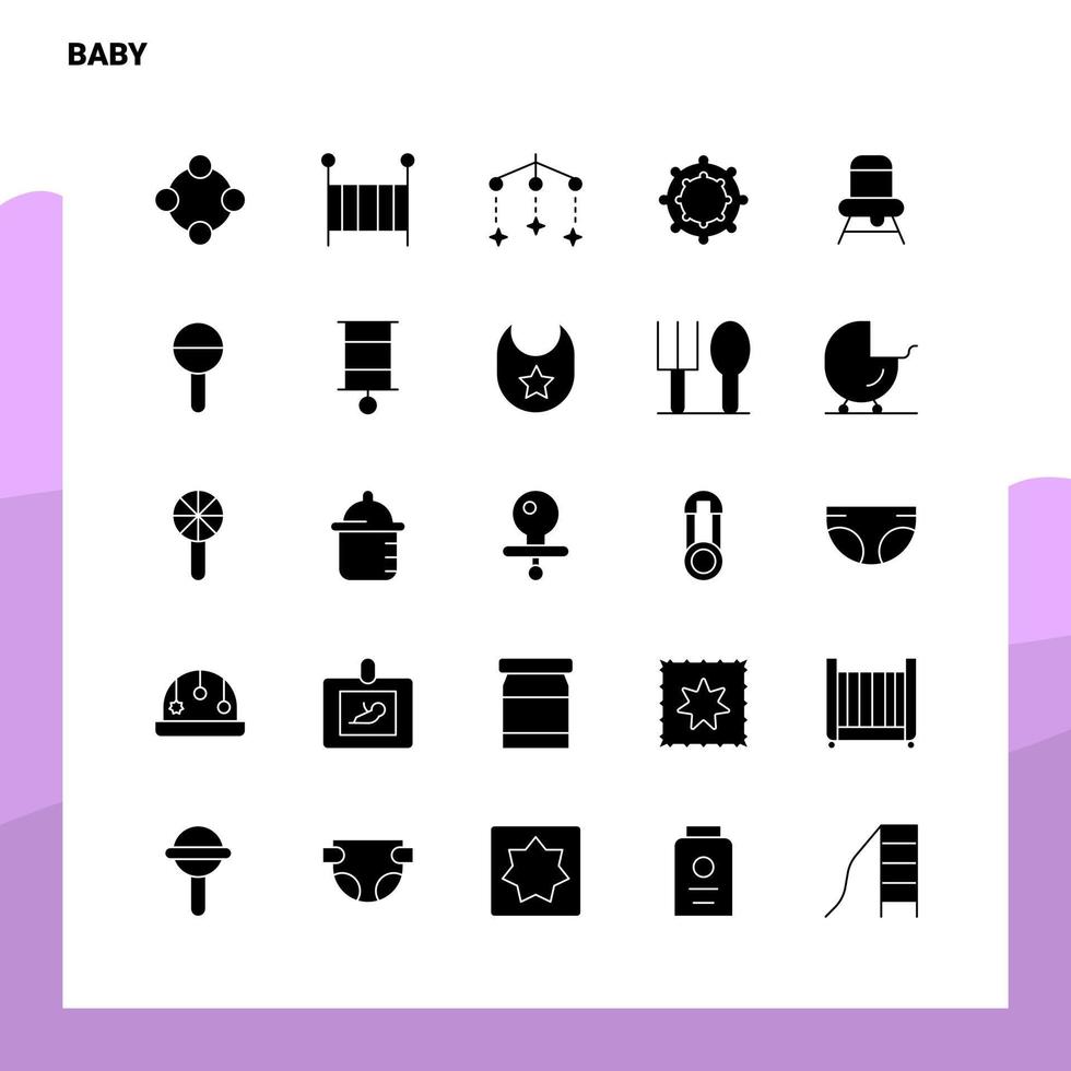 25 conjunto de iconos de bebé plantilla de ilustración de vector de icono de glifo sólido para ideas web y móviles para empresa comercial