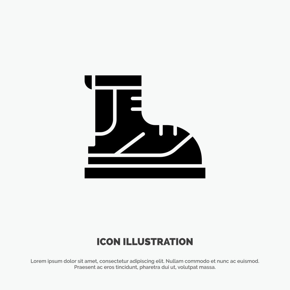 Boots Hiker Hiking Track Boot Solid Black Glyph Icon vector