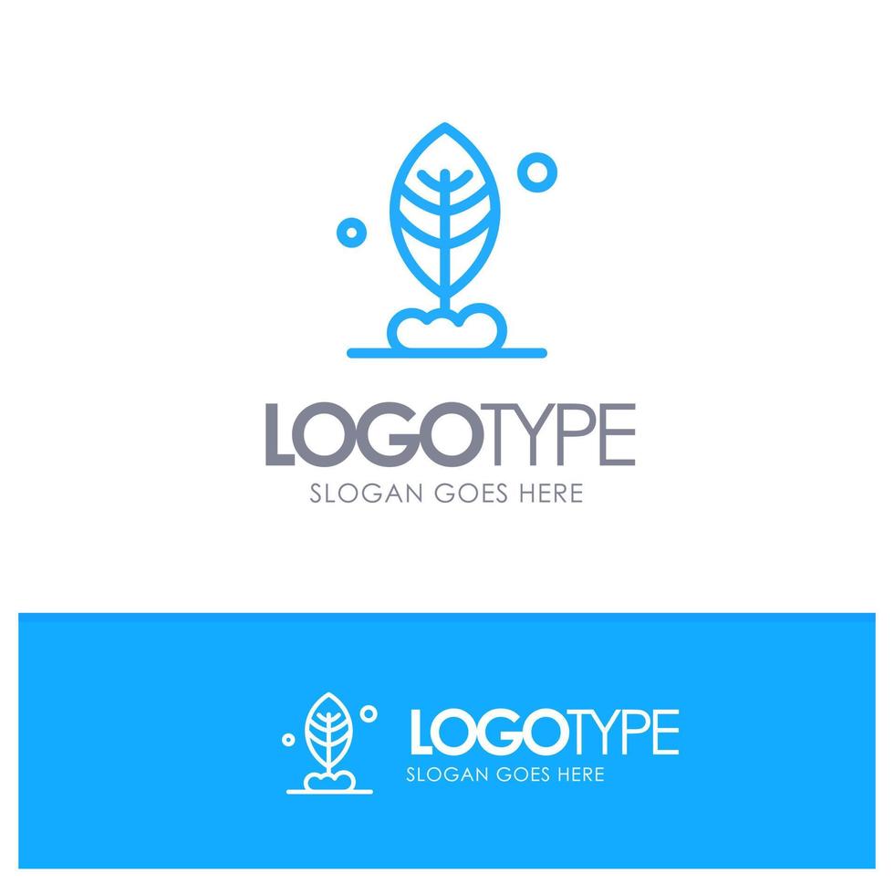 Leaf Plant Motivation Blue outLine Logo with place for tagline vector