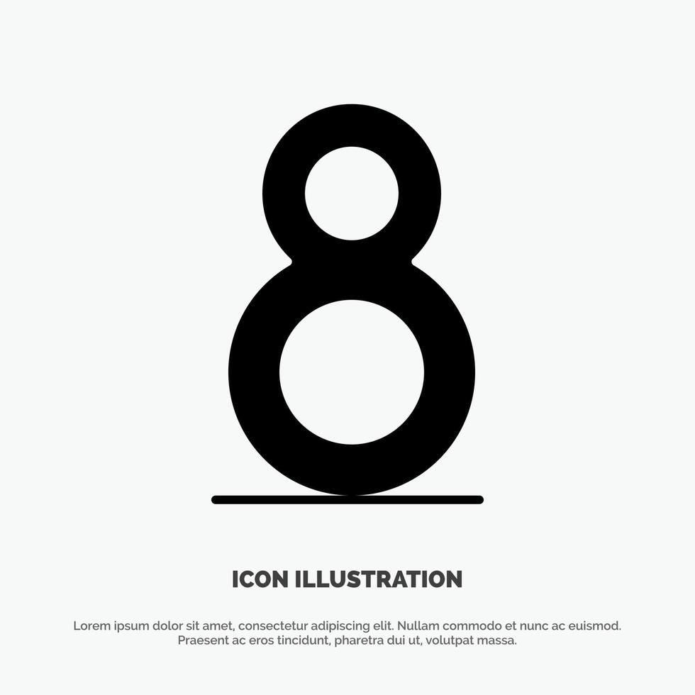 Eight 8th 8  Solid Black Glyph Icon vector