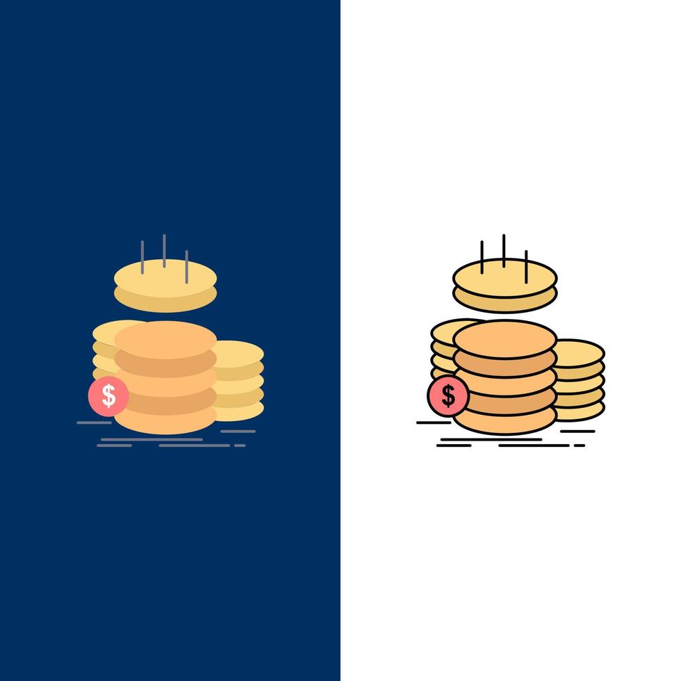 coins finance gold income savings Flat Color Icon Vector