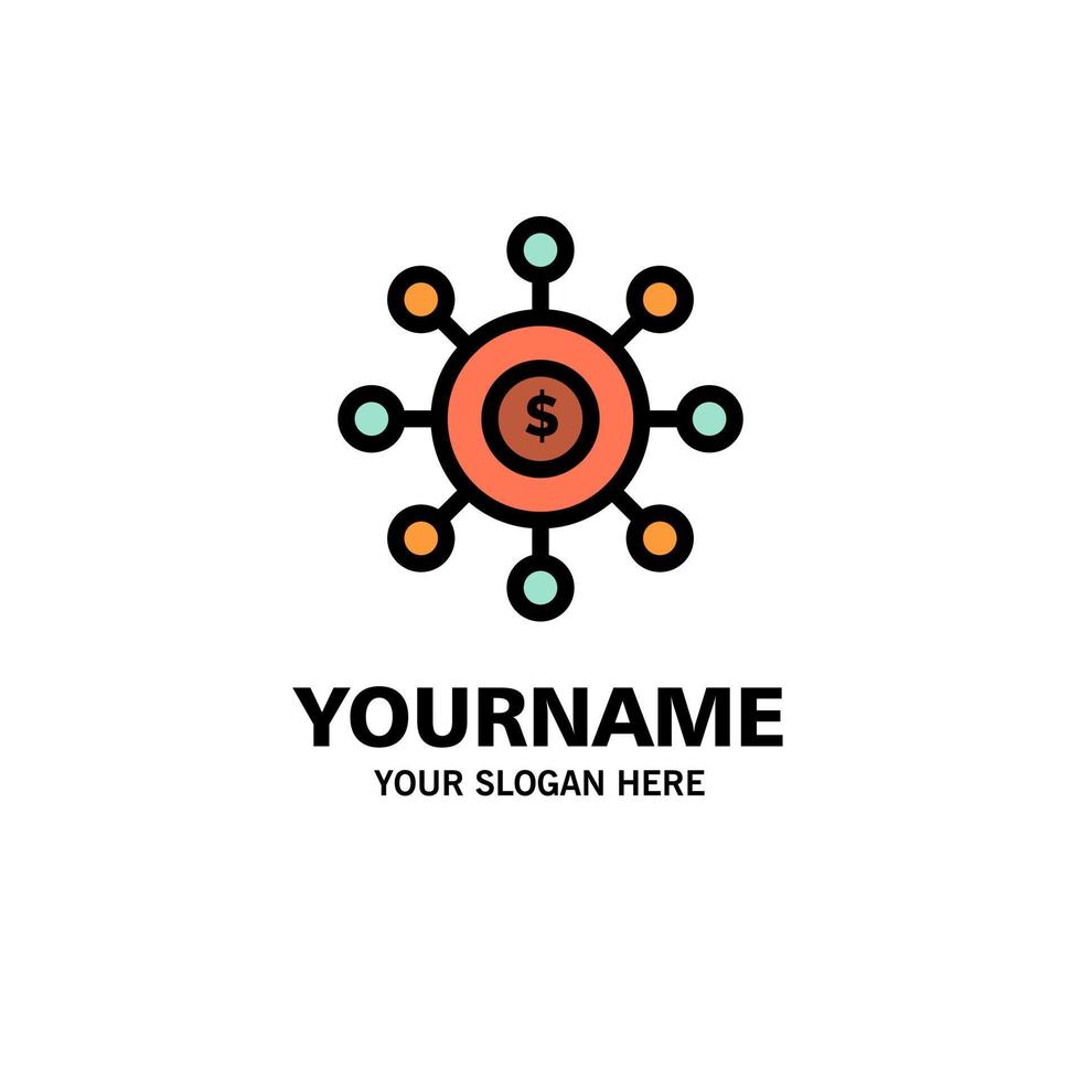Dollar Money Connection Seeding Financial Business Logo Template Flat Color vector